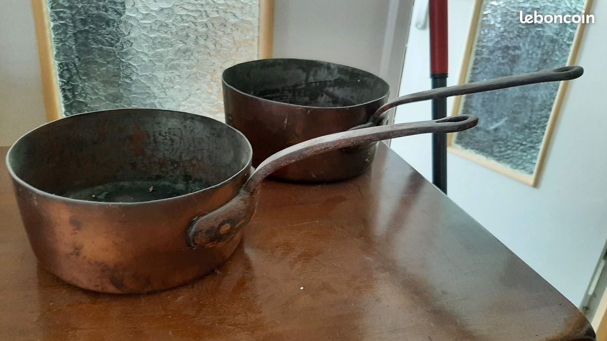 5 casseroles en cuivre vintage, « Pierre Vergnes Durfort » (image 3)