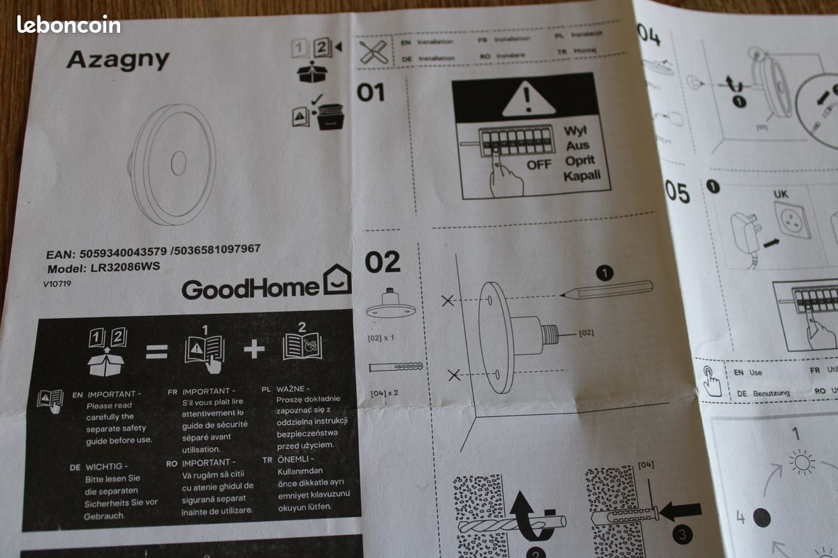 APPLIQUE MURALE à LEDS « AZAGNY GOODHOME » INTENSITE VARIABLE / NEUVE (image 5)