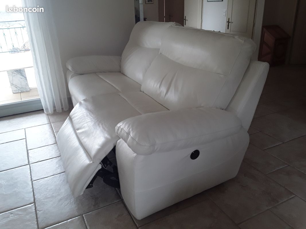 MAGNIFIQUE CANAPÉ CUIR BLANC CHÂTEAU D¿AX, 3 PLACES | Rakuten