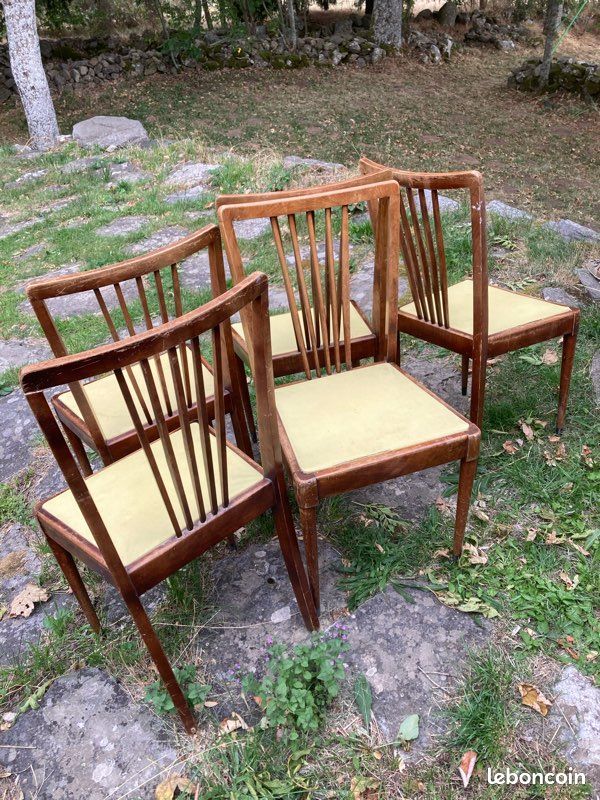 5 chaises en bois années 50 (image 1)