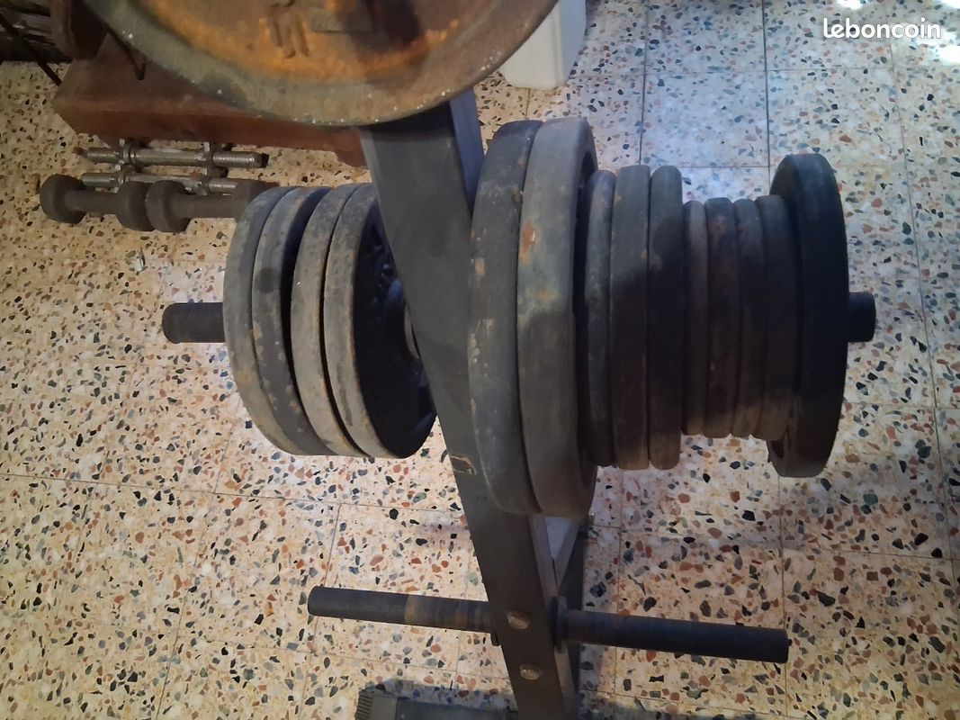 Lot de matériel de musculation – Banc + poids + haltères (image 4)