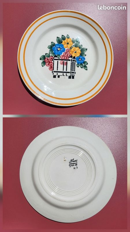 Lot de 6 assiettes plates dépareillées orange/marron - Badonviller - Villeroy & Boch - HBCM - Longwy (image 2)