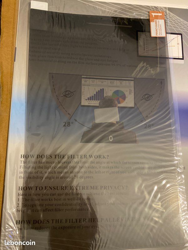 Filtre Anti-Espion Universel 14 Pouces Pour Moniteur - Protecteur Écran Confidentialité Anti-Éblouissement 16:9