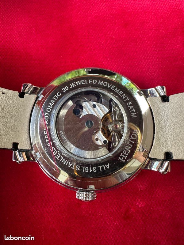 Montre heritor automatique,bracelet cuir noir (image 18)