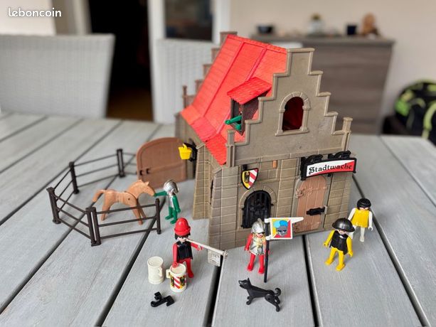 Playmobil Vintage Médiéval Set 3377 - Poète, Chariot, Habitants - Boîte