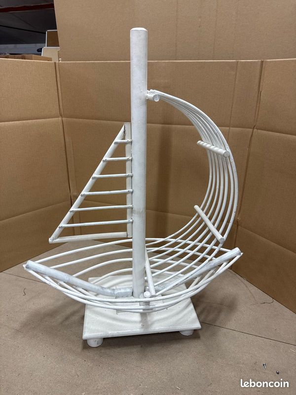 Décoration mariage baptême présentoir à dragées bateau voilier blanc (image 2)
