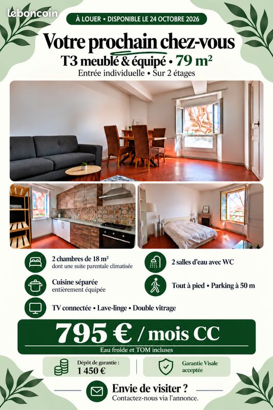 Appartement 3 pièces 79 m² · à Brignoles · 79 m² · 795 €/mois