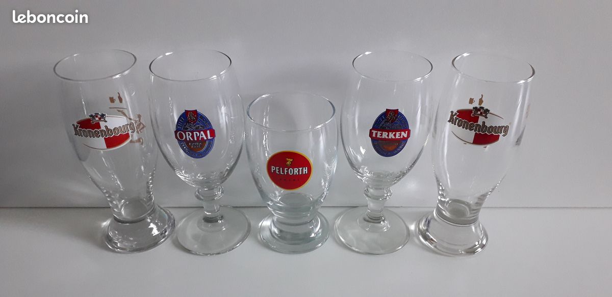 Lot De 6 Verres à Bière Kronenbourg 25cl - Verres à Pied Neufs