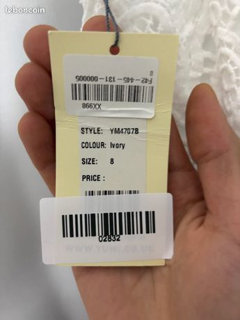 ROBE DE SOIRÉE ALAMOUR THE LABEL IVOIRE TAILLE US 2 (XS) - NEUVE AVEC ÉTIQUETTES