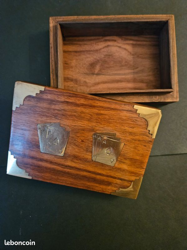 India House - Porte-cartes de lecture, boîte de rangement en bois faite à la main avec incrustation en laiton, cadeaux d'anniversaire « Made in India » (design 3