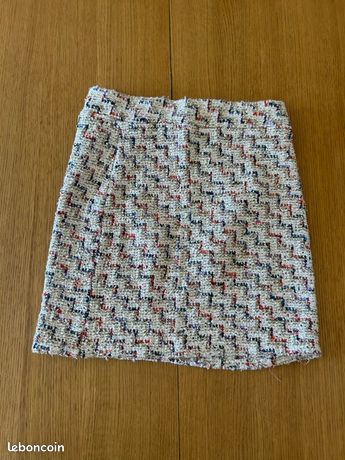 Jupe Zara Taille Haute Beige Pied-de-poule – Taille S – État Parfait