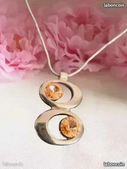 Pendentif Vintage En Argent Et Ambre - Occasion état Moyen - Bijou Ancien