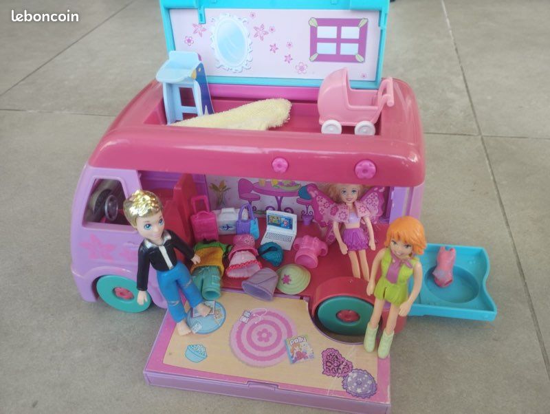 Camping car polly pocket avec accessoires et figurines (image 1)