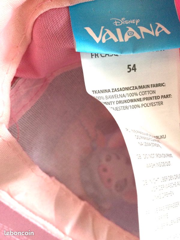 Casquette enfant DISNEY VAIANA rose (Taille 54), Neuf avec étiquette, ⚠️ TRÈS DÉFORMÉ (image 4)