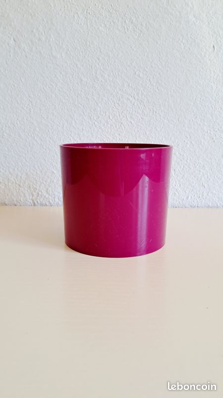Cache pot orchidées et plantes vertes plastique rose prune (image 2)