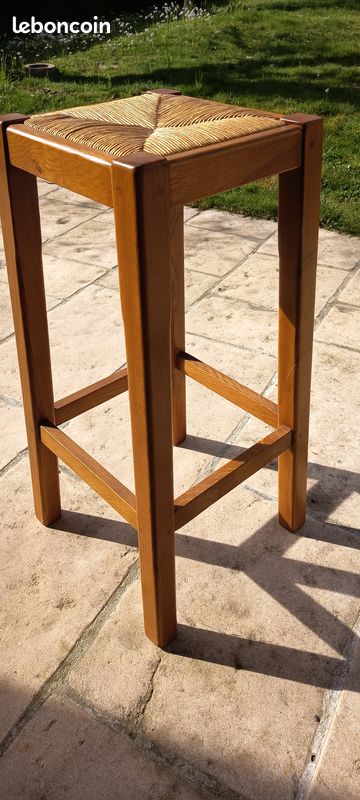 Tabouret de bar en chêne massif et paille naturelle (image 2)