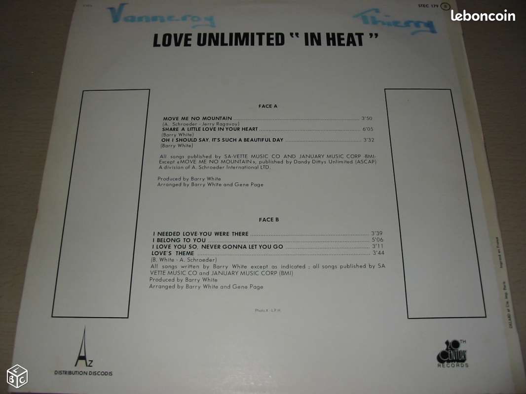 LOVE UNLIMITED " IN HEART " 33tr (image 2)