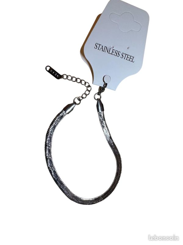 Bracelet en Acier Inoxydable 304- style classique (Argent) (image 2)