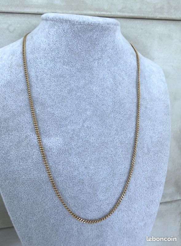 COLLIER GOURMETTE PLAQUÉ OR 18K 45cm - Homme/Femme Diamond Empire Neuf