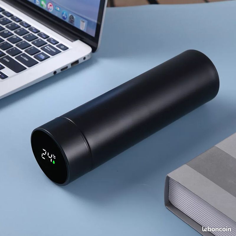 Gourde Isotherme Intelligente Thermos 500ml - Afficheur Température, Acier Inox, Noir
