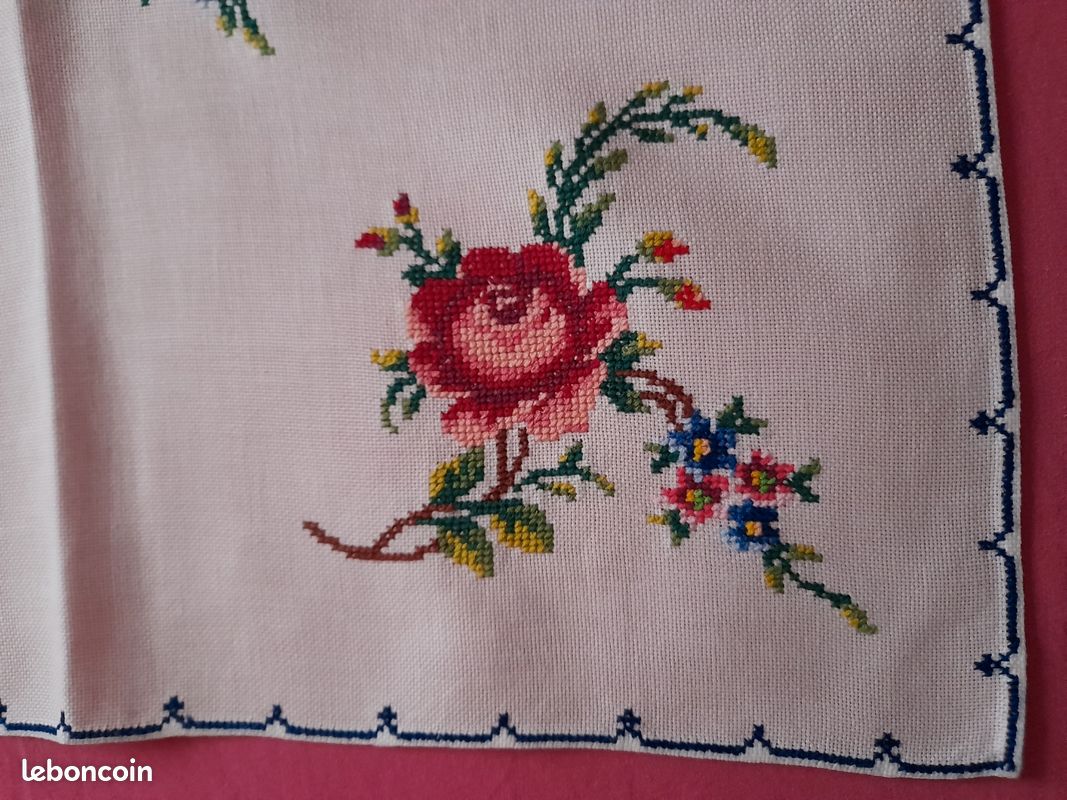 Serviette invité 33x50cm uni coton Vintage Floral rose