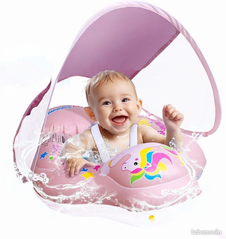 Peradix – Bouée Bébé Avec Toit Pare-soleil Amovible UPF50+ – Forme Baleine – 9-36 Mois – 25kg Max