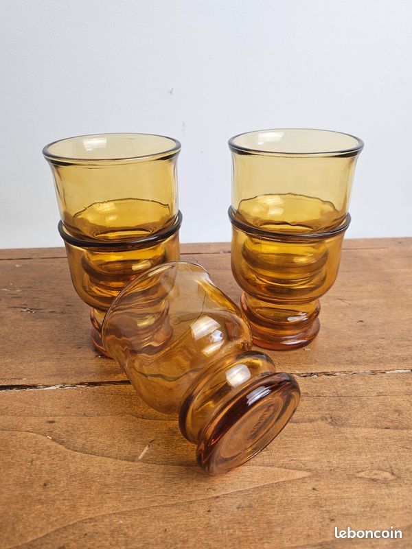 Lot de 4 verres ambrés effet écorce d'arbre Style geoffrey
