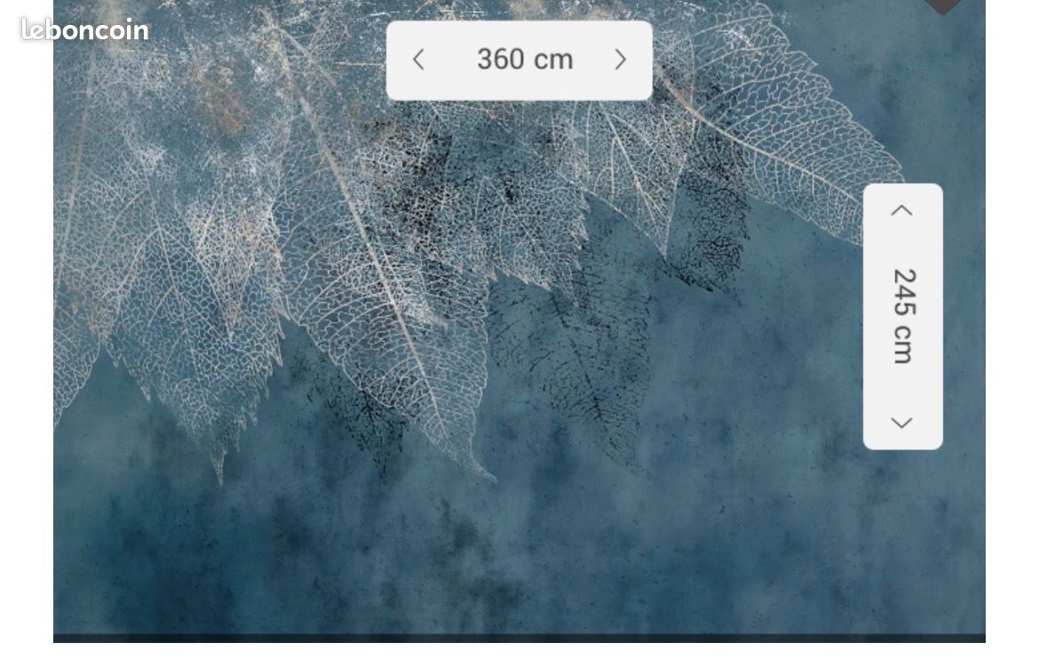 Papier peint panoramique feuilles sur fond bleu sombre (image 2)