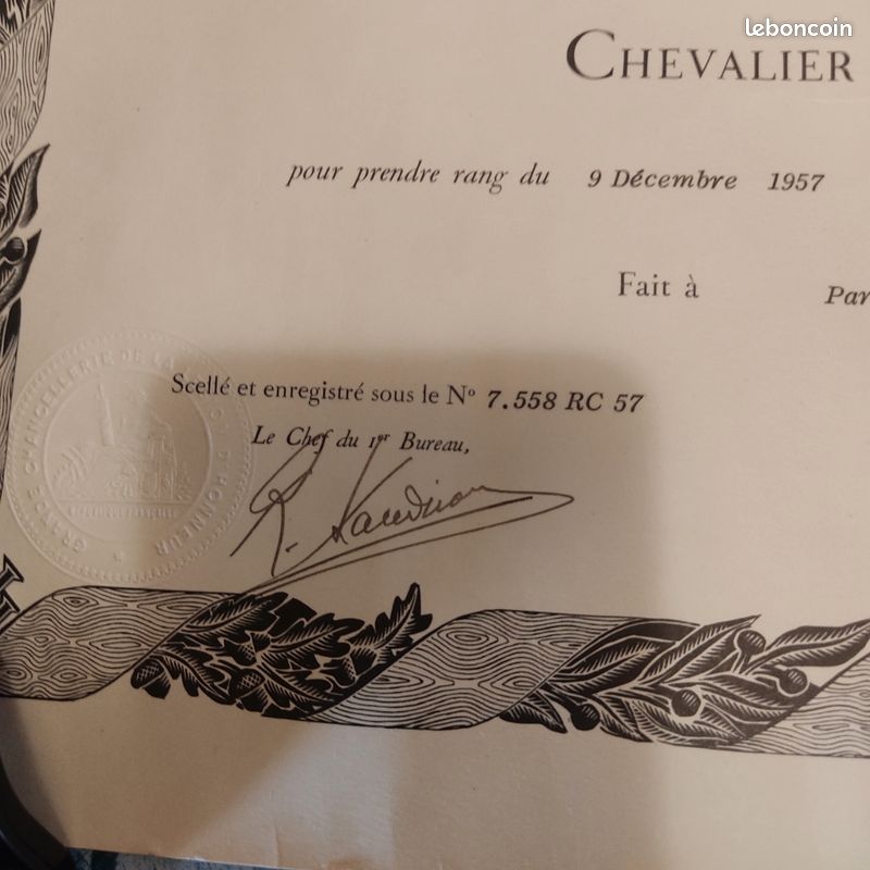 Légion d'honneur de Jean-Charles Léon Papon 1957 (image 3)