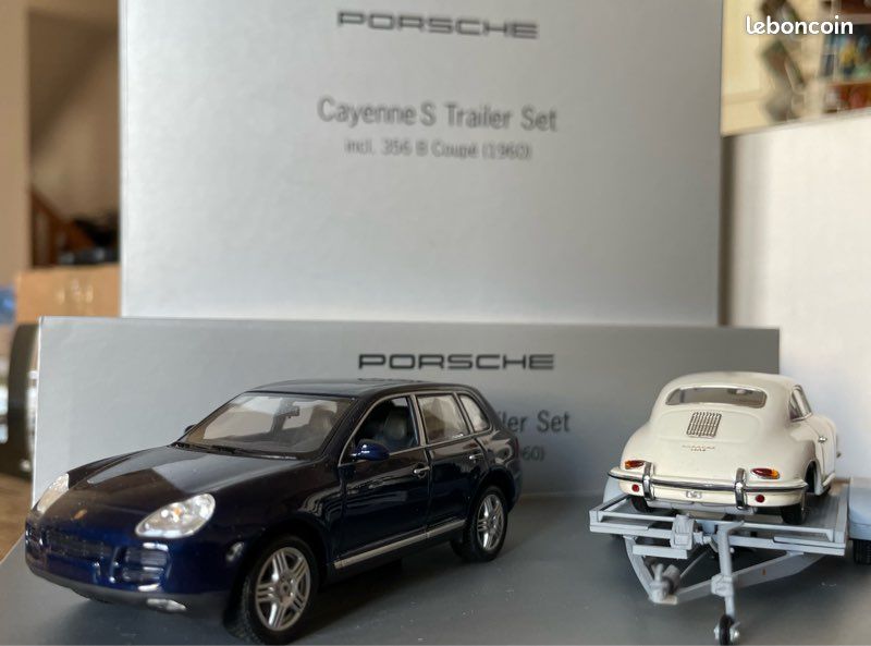 Coffret Porsche Cayenne S Trailer Set + 356B – Minichamps 1/43 (occasion, Très Bon état)
