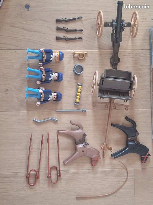 Pièce Détachée Playmobil Western – Essieu & Support Pour Canon 3729 3812 – Cassé (pour Réparation)