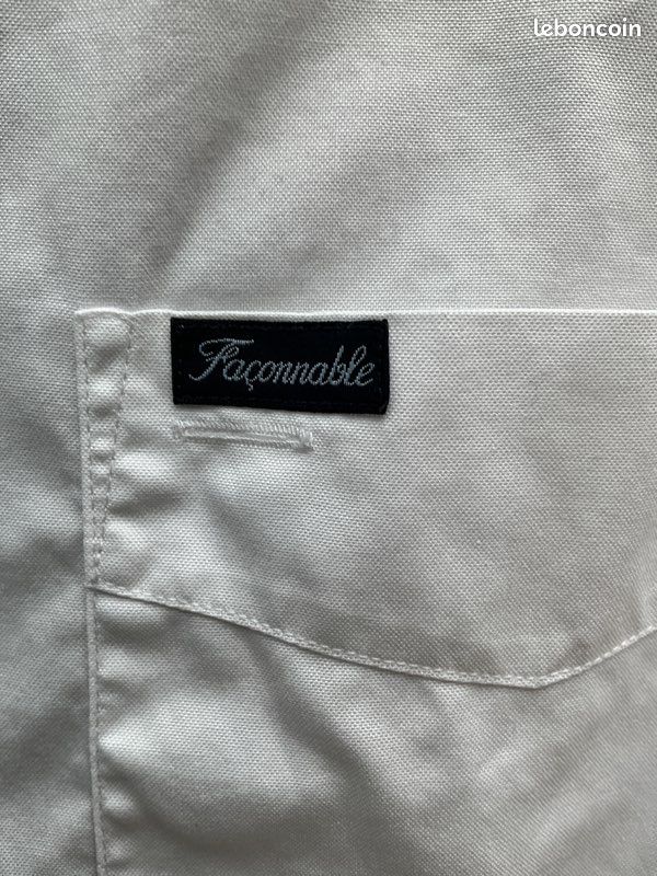 Chemise blanche FACONNABLE broderie marine dos M (image 6)