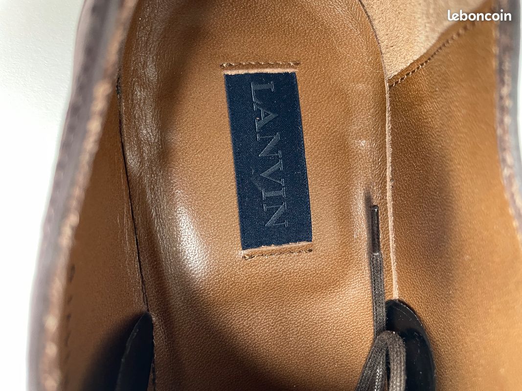 Derbies souples type Richelieu de la marque Lanvin en veau foulonné de couleur violette/aubergine taille 41 (image 8)