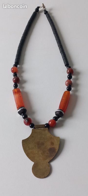 Collier artisanal, pierres cornaline et laiton (image 10)
