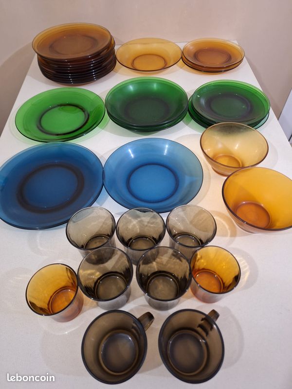 Lot de 5 assiettes creuses Arcopal vintage des années 70