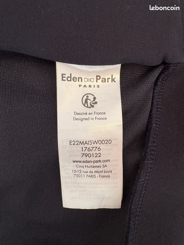 Veste / Sweat à capuche zippé Eden Park Bi-matière - Marine/Noir - Taille S (image 5)