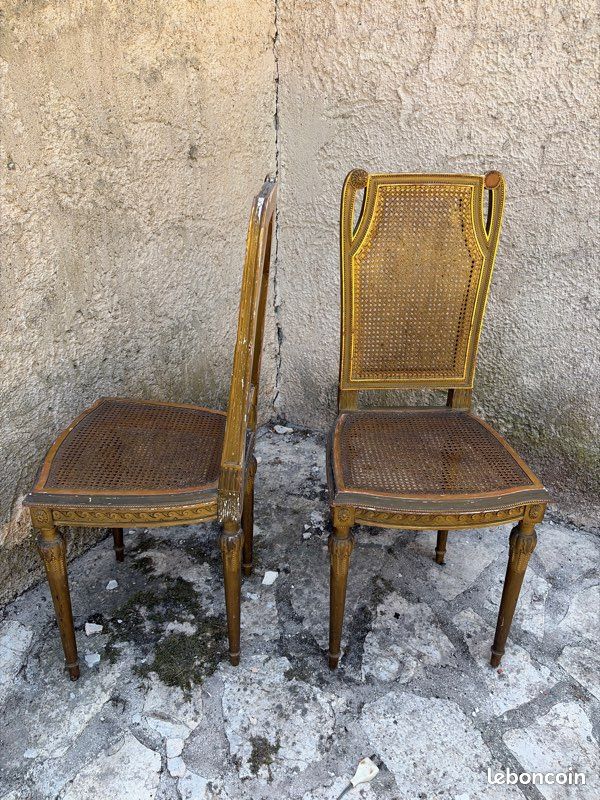 Chaises de dame 19eme en bois doré canné (image 4)