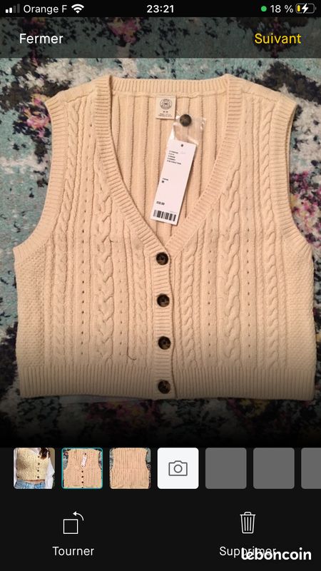 Urban outfitters cream sweater vest - cardigan - gilet sans manches (image 2)