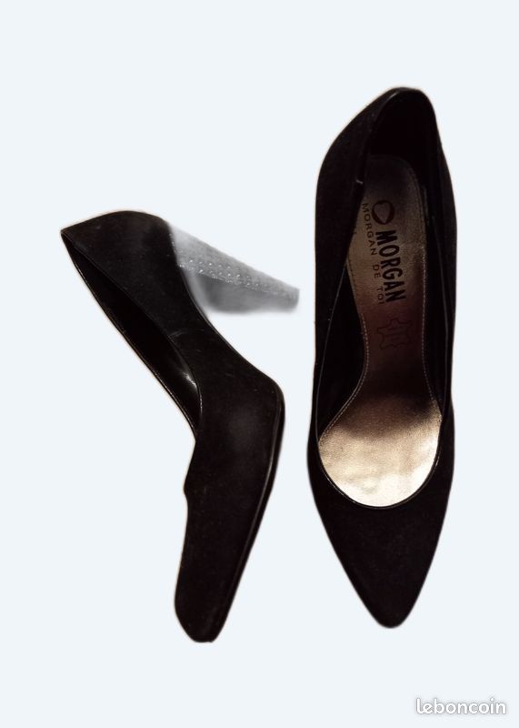 Jolis escarpins chaussures noires à talon MORGAN T40 (image 1)
