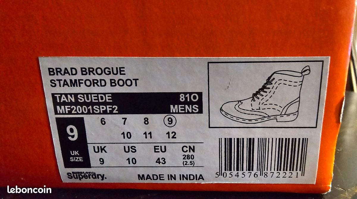 👞 Bottines Montantes superdry - Taille 43, Marron Clair Suédé, Neuves (image 2)