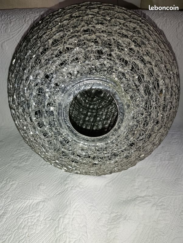 Splendide grand et très originale globe abat-jour pour un luminaire - lampe, lustre, suspension. En plastique en fil de carbone et plexiglas superbement « tressé » ajouré à la main (image 3)