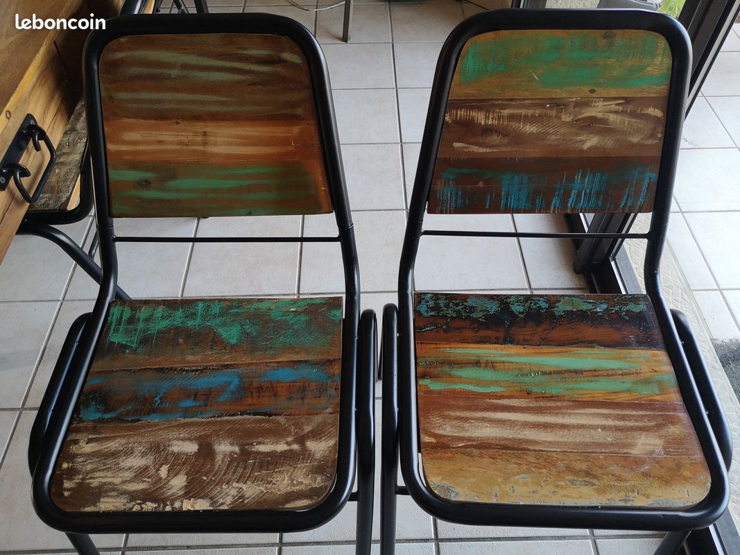 Lot 6 chaises bois métal style vintage (image 6)