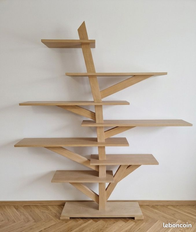 Bibliothèque arbre en chêne massif naturel (image 2)