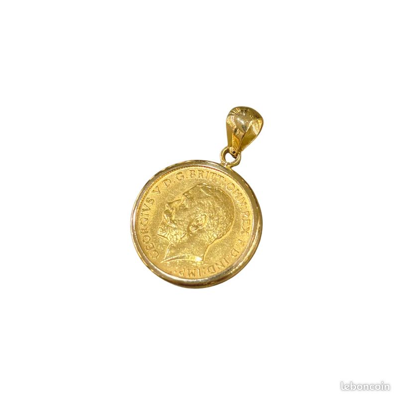 Pendentif En Or Massif 18 Carats Avec Demi-souverain Or 22 Carats - Occasion 2022