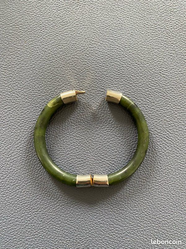 Bracelet En Or 18 Carats Avec Jadéite - Poids 24,46 G - Style Chaîne - Magnifique !