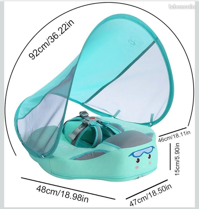Bouée Bébé Anti-retournement UPF50+ – Non Gonflable – Assise Sécurisée 40° – Pour 3 à 36 Mois – Piscine Et Plage