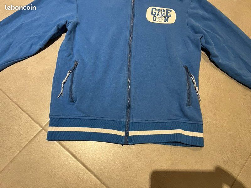 Sweat garçon zippé à capuche doublé sherpa - marine, Garçon