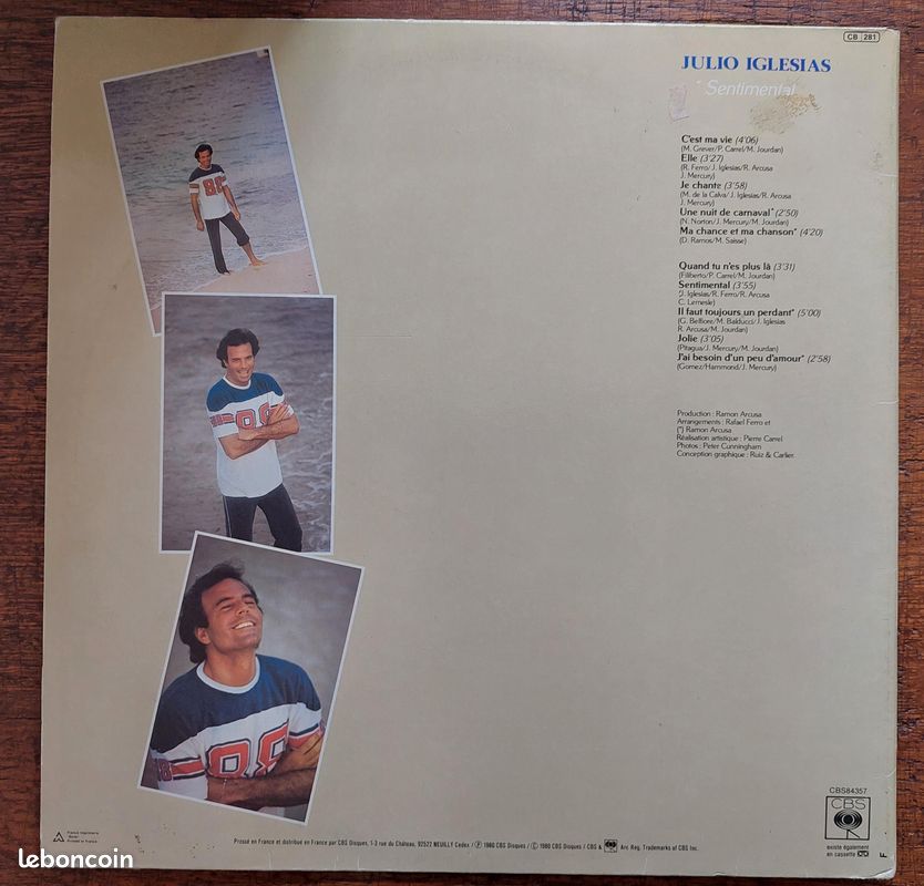 33 tours Julio Iglesias « Sentimental » (image 2)