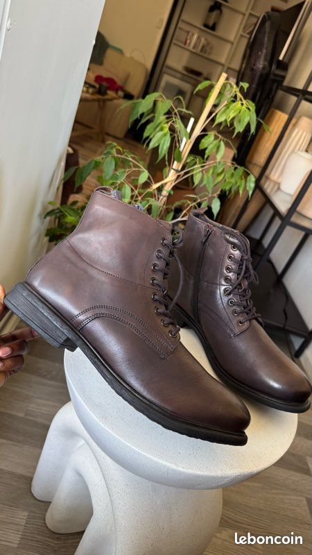 Botte café noir cuir véritable homme T.44 (image 2)