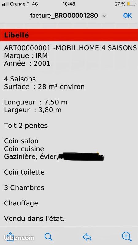 Mobile home 4 saison IRM 2001 (image 2)